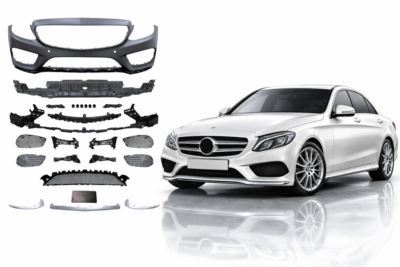 2015–2018 mercedes benz c class (w205) 2d / 4d amg oem style front bumper assembly with park assist sensor holes