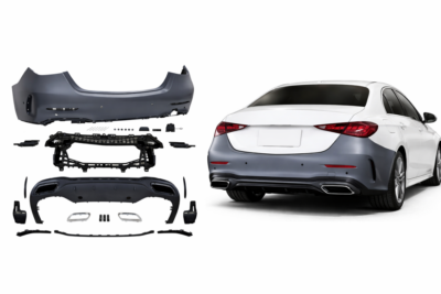2022–2025 mercedes benz c class (w206) sedan amg style rear bumper assembly with park assist sensor holes