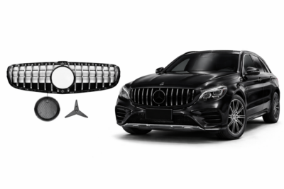 2016–2019 mercedes benz glc class (x253 / c253) gt r style front grille chromed gloss black
