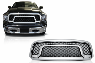 2013–2025 ram 1500 classic rebel style front grille chrome / black