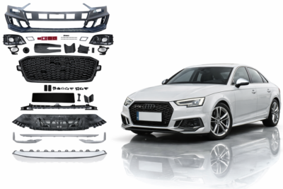 2017–2019 audi a4 rs4 style front bumper assembly with grille without park assist sensor holes with headlamp washer holes