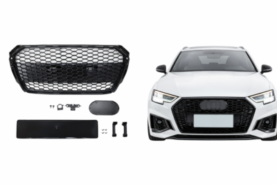 2017–2019 audi a4 rs4 style front grille bright black with logo base without park assist sensor holes without camera bracket cover