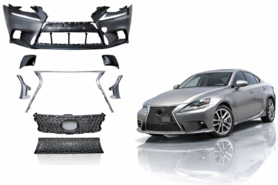2014–2016 lexus is200 / is250 / is300 / is350 f sport style front bumper assembly with grilles without park assist sensor holes without headlamp washer holes lx1000261