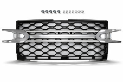 2019–2022 chevrolet silverado 1500 front grille chrome / gloss black (rst lt trail boss ltz high country)