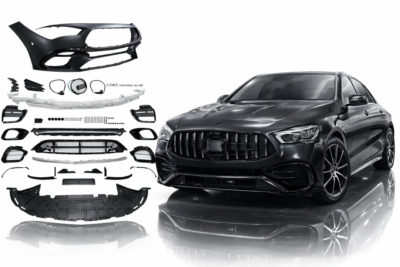 2020–2023 mercedes benz cla class (c118) front bumper assembly(chromed finish trim) cla45 amg styling with parking sensor holes