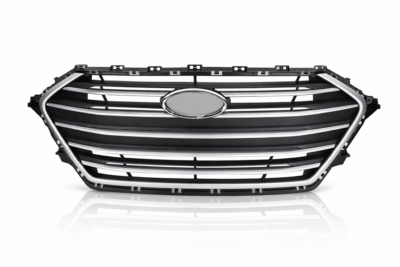 2017–2018 hyundai elantra front grille (abs, no chrome, silver/black, korea built, non sport) – hy1200203s