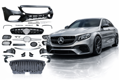 2016–2020 mercedes benz e class (w213 sedan / c238 coupe) e63 amg style front bumper assembly with park assist sensor holes