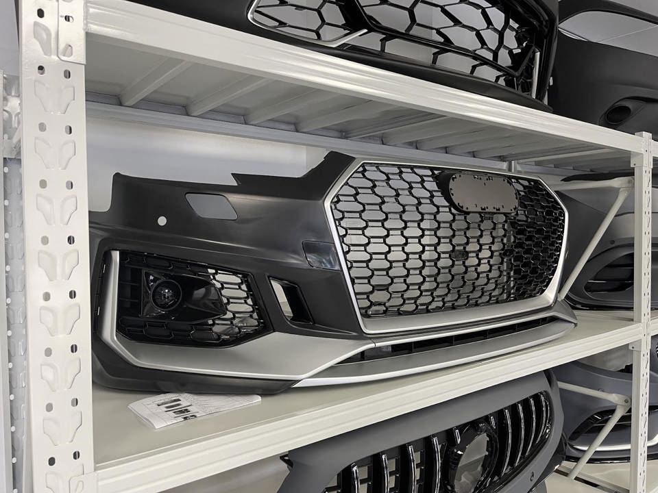 2017–2019 AUDI A4 RS4 STYLE FRONT BUMPER ASSEMBLY WITH GRILLE WITH PARK ASSIST SENSOR HOLES WITH HEADLAMP WASHER HOLES - Image 3